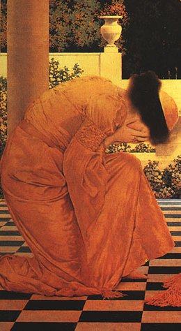 'Lady Ursula Kneeling Before Pompdebile,' by Maxfield Parrish (detail)