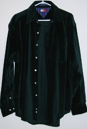 mens green velvet shirt