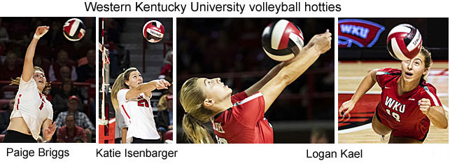 WKUvolb6.jpg Western Kentucky University volleyball hotties: Paige Briggs, Katie Isenbarger, Logan Kael, Sophia Cerino, Emma Kowalkowski,Paige Briggs (Park City Daily News, Bowling Green, Ky., photos by Austin Anthony)