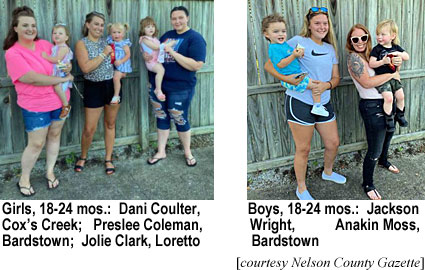 bardwed3.jpg Girls, 18-24 mos.: Dani Coulter, Cox's Creek; Preslee Colema, Bardstown; Jolie Clark, Lorretto; Boys, 18-24 mos., Jackson Wright, Anakin Moss, Bardstown (Nelson County Gazette)