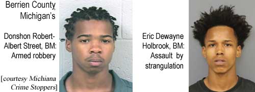 Berrien County, Michigan's: Donshon Robert-Albert Street, BM, armed robbery; Erick Dewayne Holbrook, BM, assault by strangulation (Michiana Crime Stoppers)