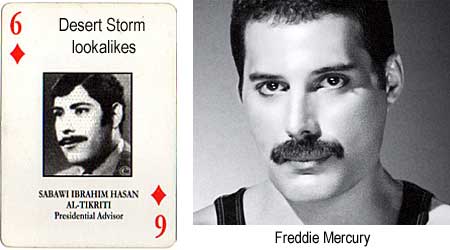 Desert Storm lookalikes: Sabawi Ibrahim Hasan Al-Tikriti, Presidential Advisor; Freddie Mercury