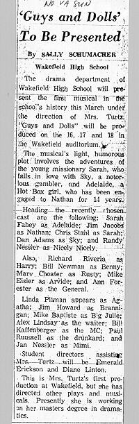 Guys and Dolls newspaper article