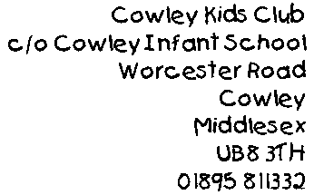 Cowley Kids Club Address