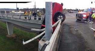 Dangling pickup truck