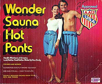 Wonder Sauna short Hot Pants, Weight-Watchers of America, look better,feel better, wake up your body, for men and women, slenderize exactly where you want, one size fits all - easy to inflate, quickly reduces inches from your hips and thighs, approved AAU USA