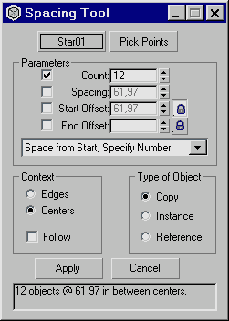  Spacing Tool  3D Studio Max   . ( GIF, 6Kb.)