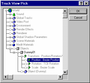 ���������� ���� Track View Pick � ��������� 3D Studio Max. (GIF, 8 Kb.)
