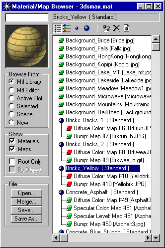   Material/Map Browser  3D Studio Max.  PNG, 13Kb.