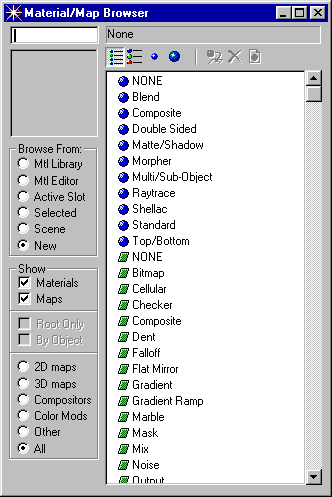   Material/Map Browser  3D Studio Max.  PNG, 9Kb.