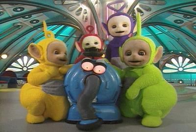 The Teletubbies and their demonic vacuum-cleaner friend