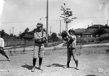 boys playing baseball