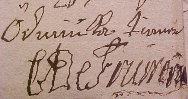 Caleb de Frumeries namnteckning
