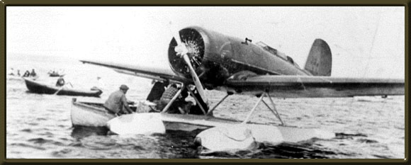 [Lindbergh's plane in Botwood harbour]