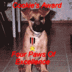 Cookie Award for Paws of Excellence