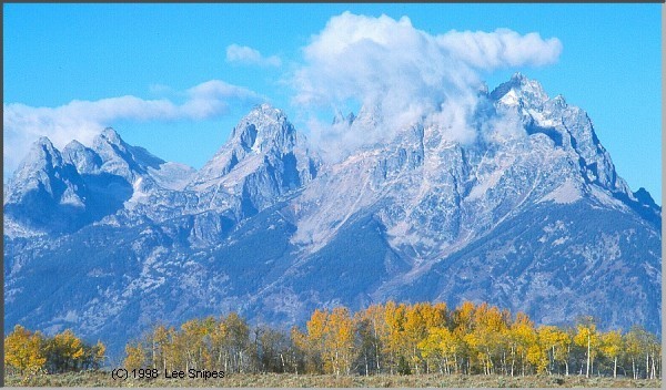 Jackson Hole, {center peak}, in the Grand Tetons