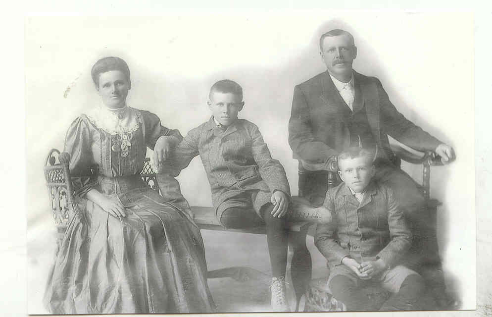 The Robert MacGregor family in the early 1900s, from left to right: Lorana, Percey, Robert C., Harold.