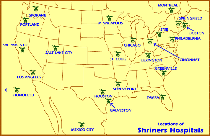 Shriners Hospitals Map