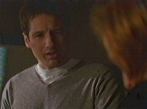 Mulder looks horrified when Scully hints about wanting to a life outside of hunting X-Files. What because YOU aren't interested in a private life no one else is?