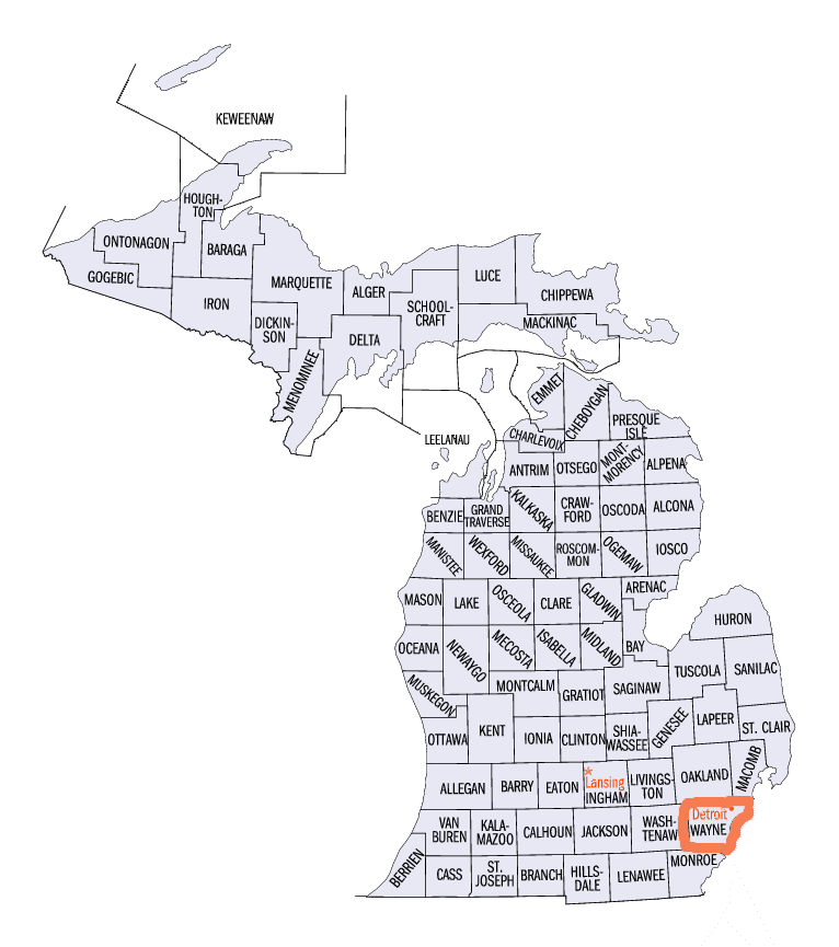 Map of the State of Michigan