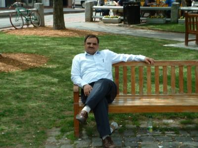 Sitting in a Lawn near Bombay Restaurant at Harvard, Cambridge