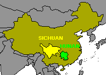 province SiChuan (giallo) e HuNan (verde)
