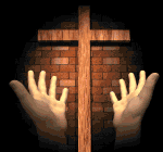 hands uplifted to the cross