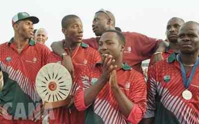 Brian Lara, with his victorious West Indies Team
