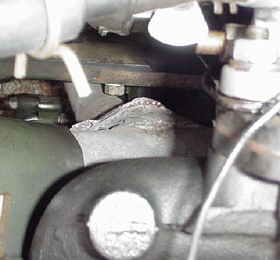 Exhaust manifold connection from above.
