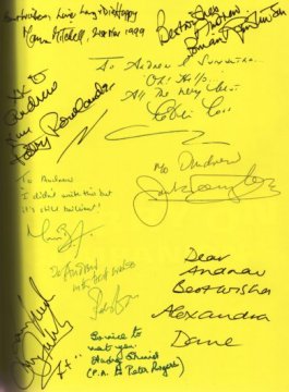 Carry On Companion signed inside by Norman Mitchell, Jack Douglas, Patsy Rowlands, Peter Rogers, Alexandra Dane, Hugh Futcher, Brian Rawlinson, Audrey Skinner, Robert Ross and Morris Bright.