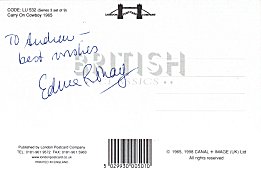 Edina Ronay - message on back of postcard