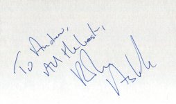 Signed card from Robin Askwith