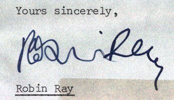 Robin Ray - signed letter