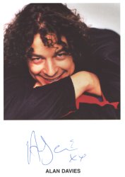 Alan Davies - signed 6x4 photocard of the Jonathan Creek star