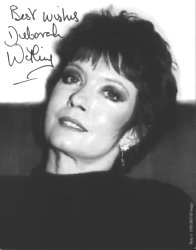 5x4 b/w photocard signed by Deborah Watling