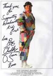 A4 size photocard signed by Roy Chubby Brown - slight creasing down right hand side!