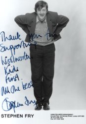 Stephen Fry - 5x3 signed photo