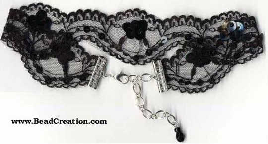 black lace choker necklace with beading