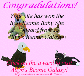 Awarded to The Beanie Shop from Allyn's Beanie Galaxy on 4/30/99!