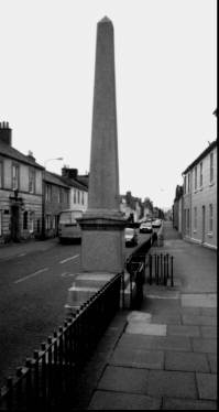 Obelisk to the Sanquhar Declarations of 1680 and 1685 on the site of the ancient cross of the Royal Burgh of Sanquhar.