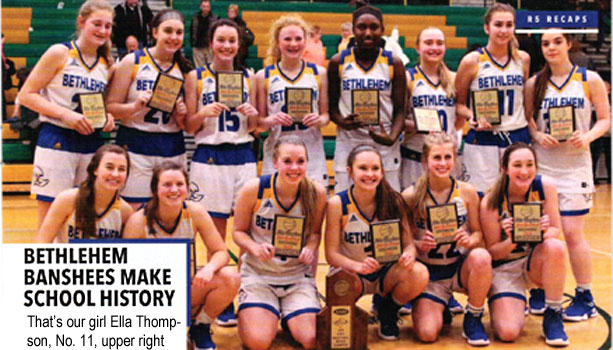 bbanshees.jpg Bethelehem Banshees make school history; that's our girl Emma Thompson, No. 11, upper right