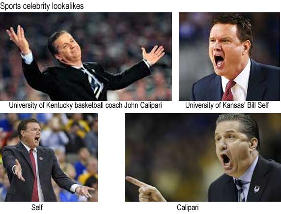 caliself.jpg Sports celebrity lookalikes, University of Kentucky basketball coach John Calipari, University of Kansas' Bill Self