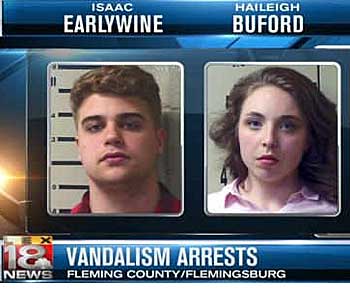 earlhail.jpg Isaack Earlywine, Haileigh Buford, vandalism arrests, Fleming County, Flemingsburg (LEX18)