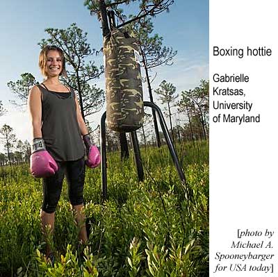 Boxing hottie: Gabrielle Kratsas, University of Maryland (photo by Michael A. Spooneybarger for USA Today)