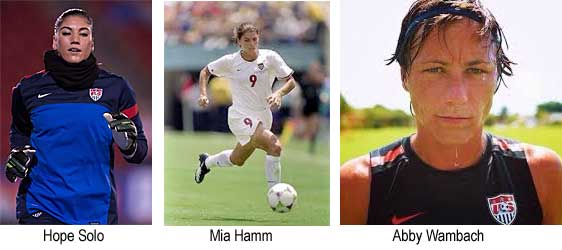 Hope Solo, Mia Hamm, Brandi Chastain