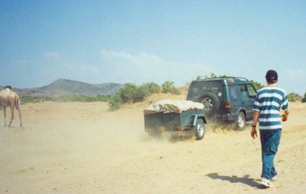 Trailer out of a river bed - Wadi 