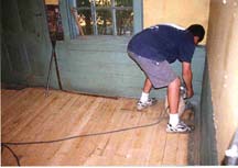 removing the floor's green paint