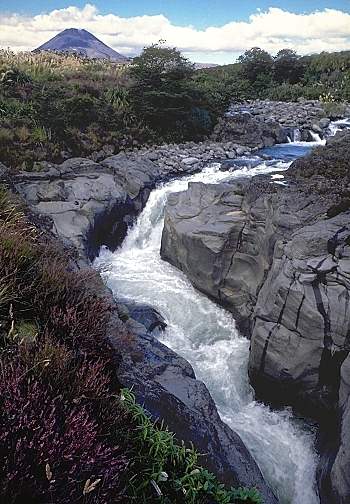 Volcano and stream