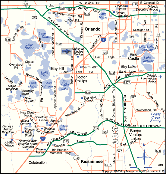 Map of Orlando,Fl