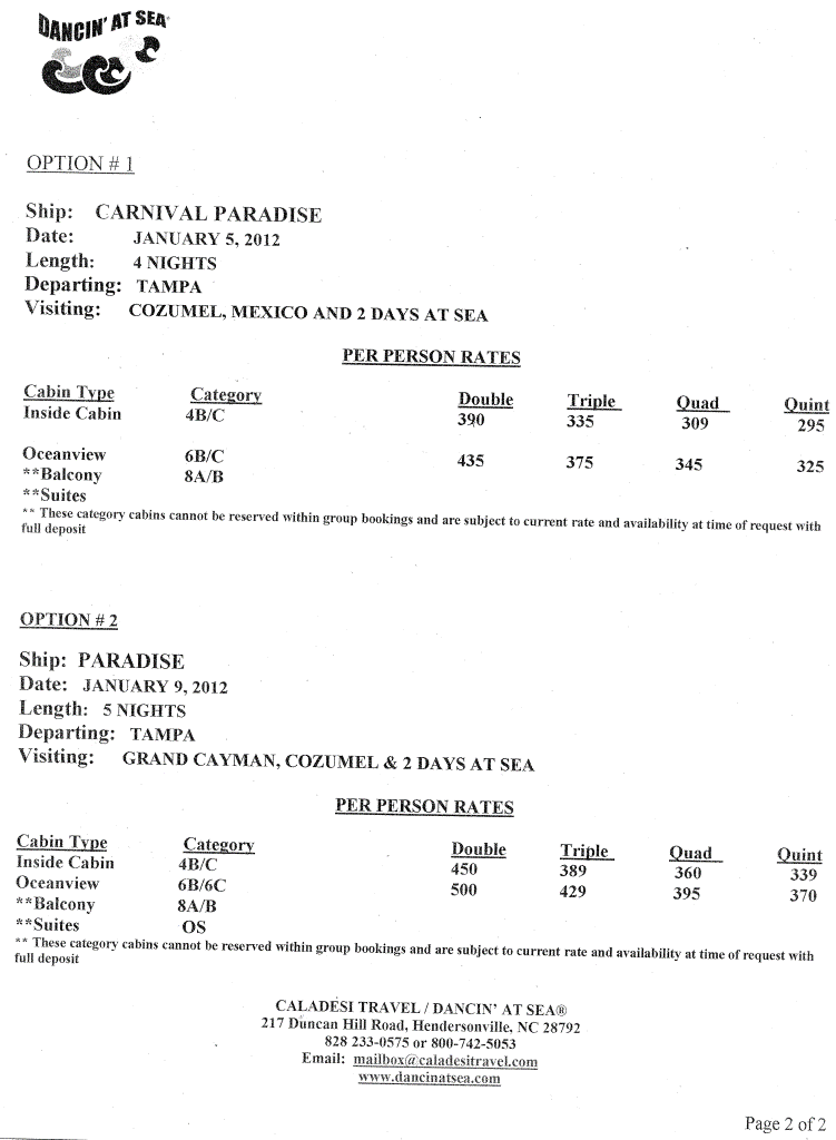 Cruise Information Page 2